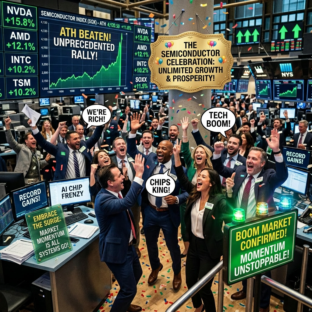 Semiconductor stocks surging with party theme, rising charts
