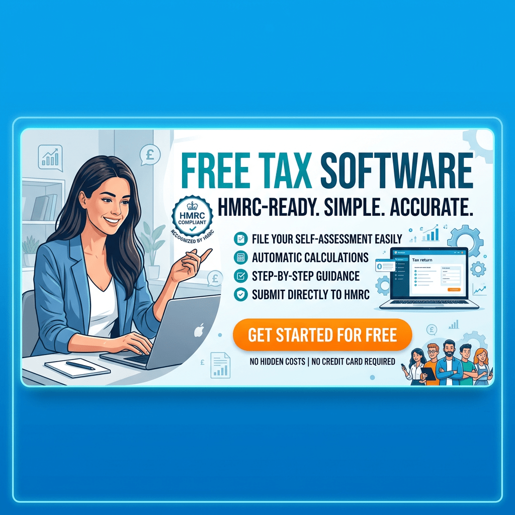 Free tax software with features including self-assessment filing, automatic calculations, step-by-step guidance, and direct HMRC submission
